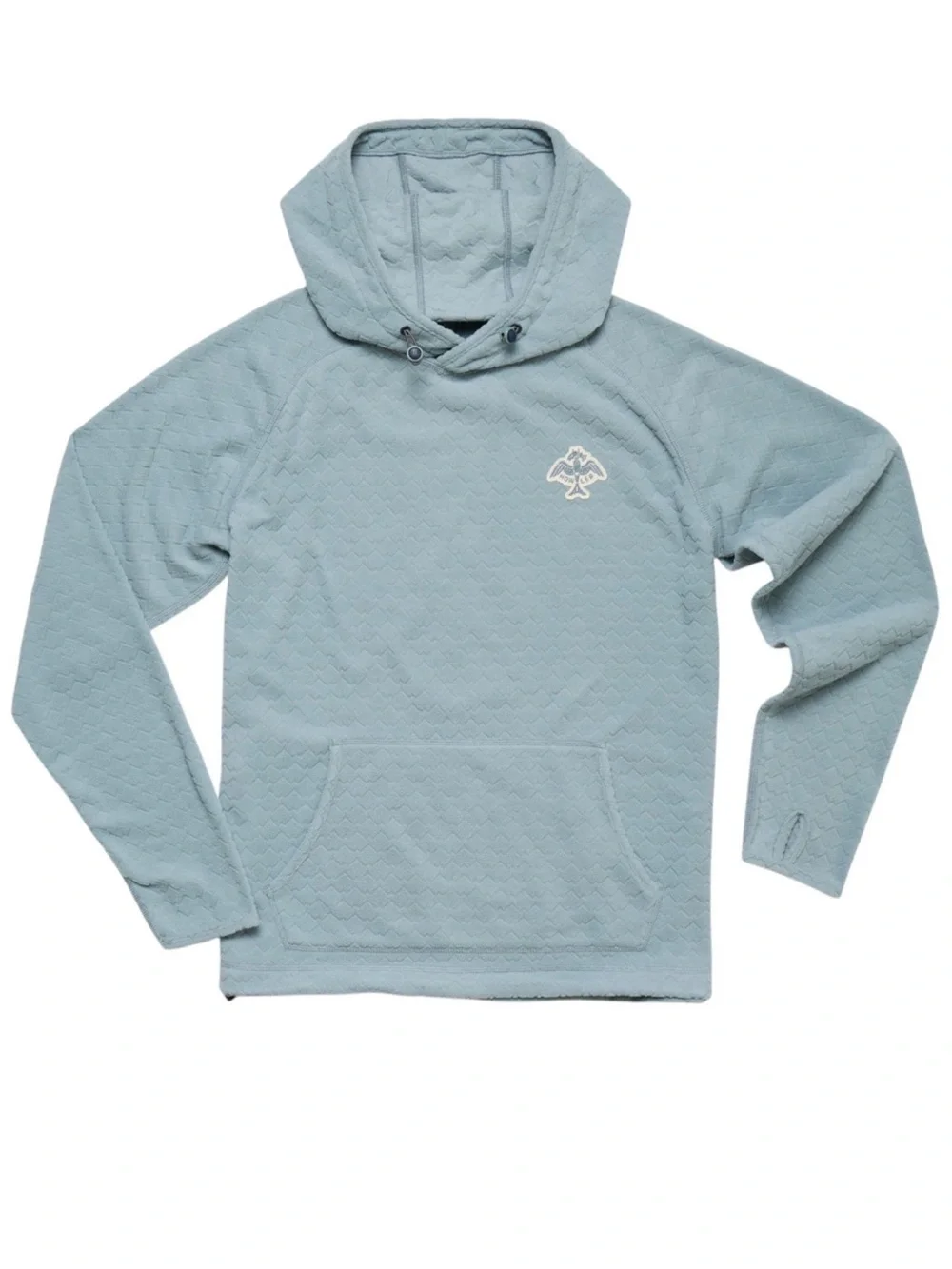 NWT Patagonia Light Blue Duo Fleece Pullover Hoodie w Chest Logo Sz L $99